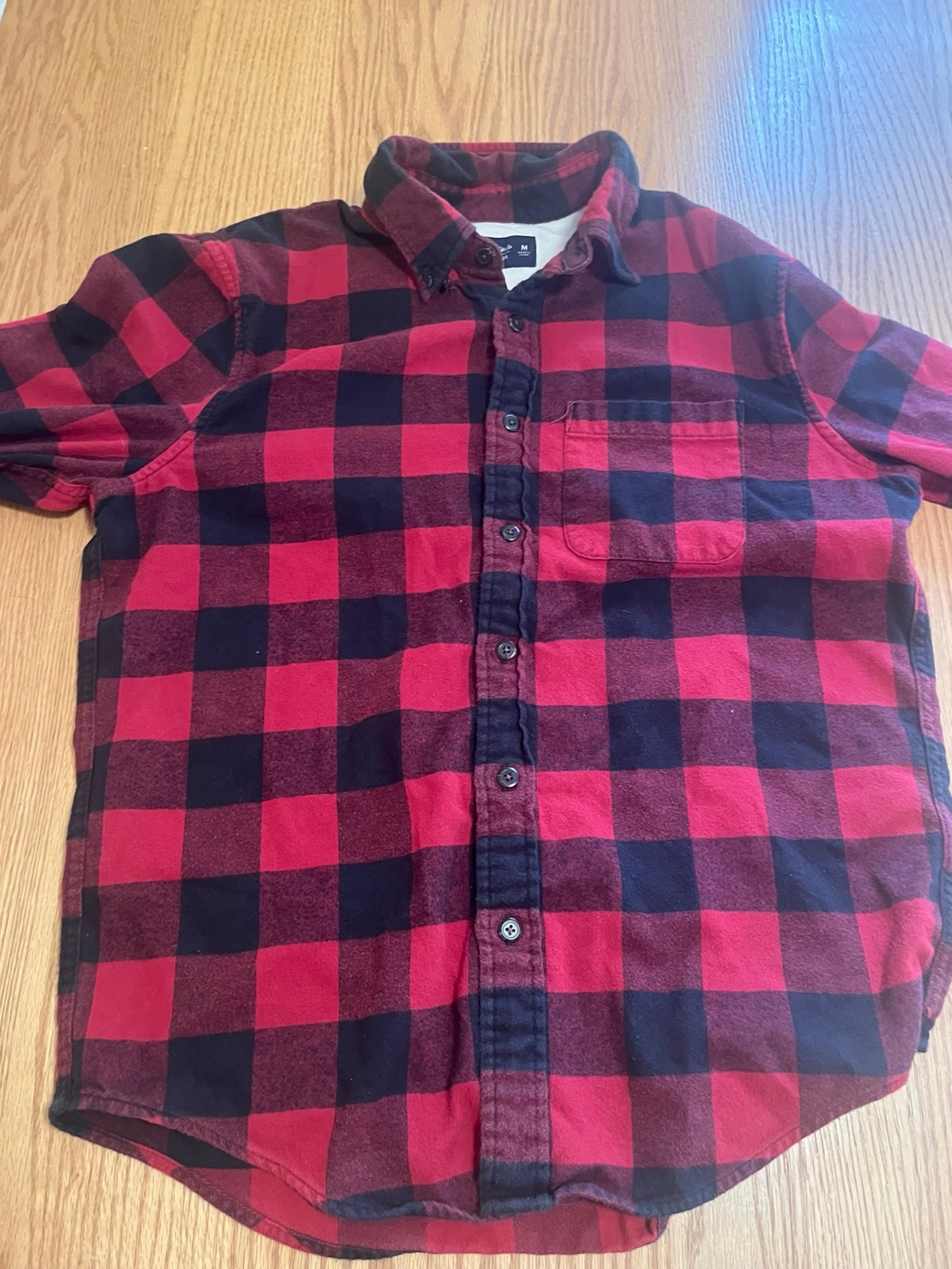 Abercrombie And Fitch Shirt Mens Size M Soft Flannel Button Up Red Black A&F