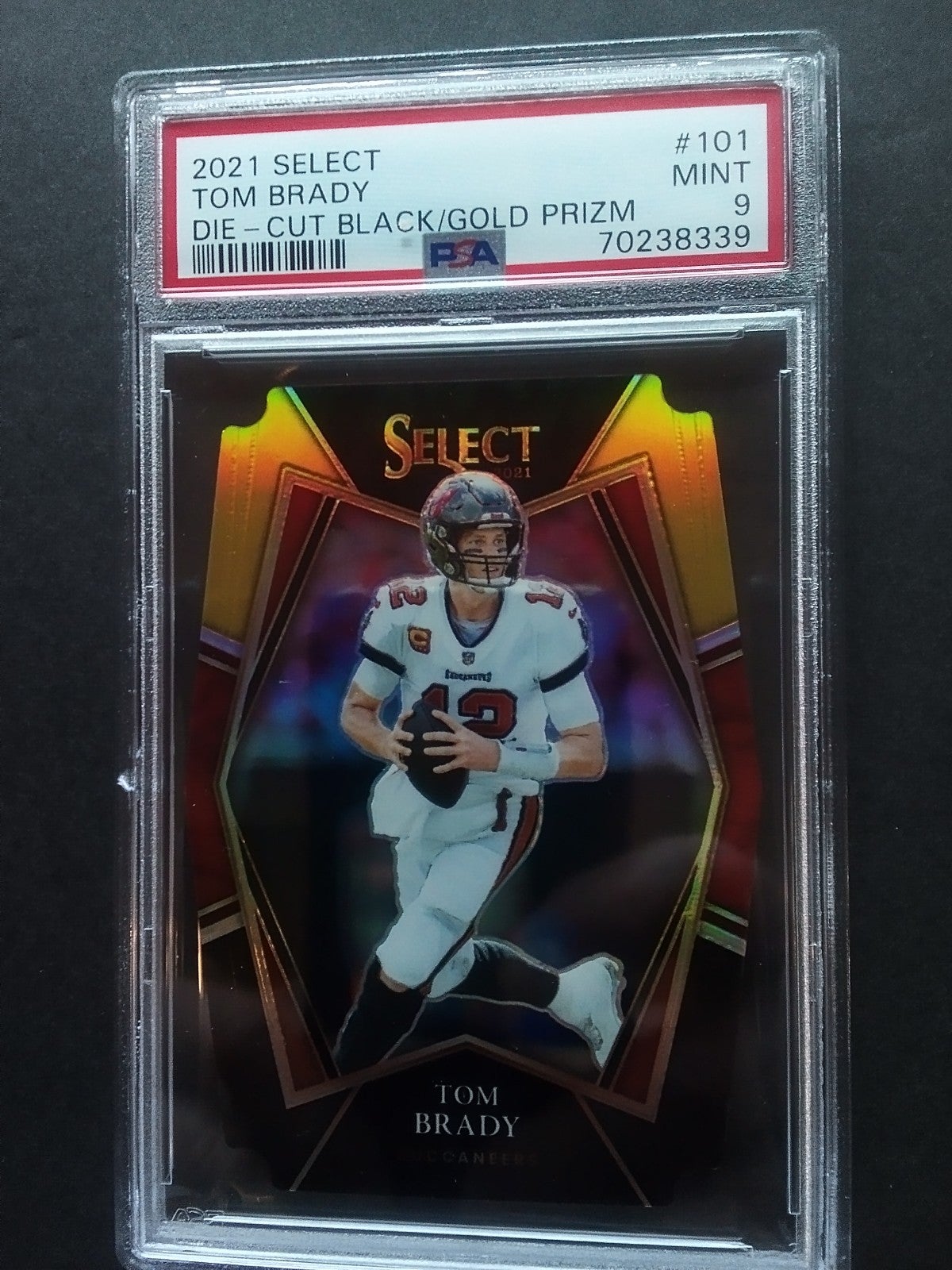 Tom Brady 2021 Panini select football die cut black and gold prizm PSA