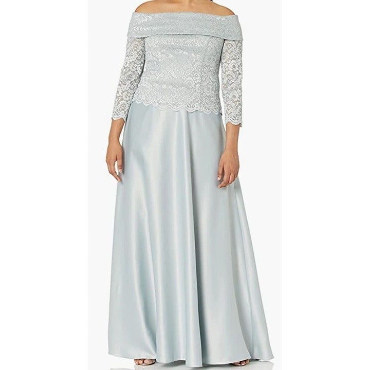Cachet Women's Off The Shoulder Mother of The Bride Gown, Celadon, 12