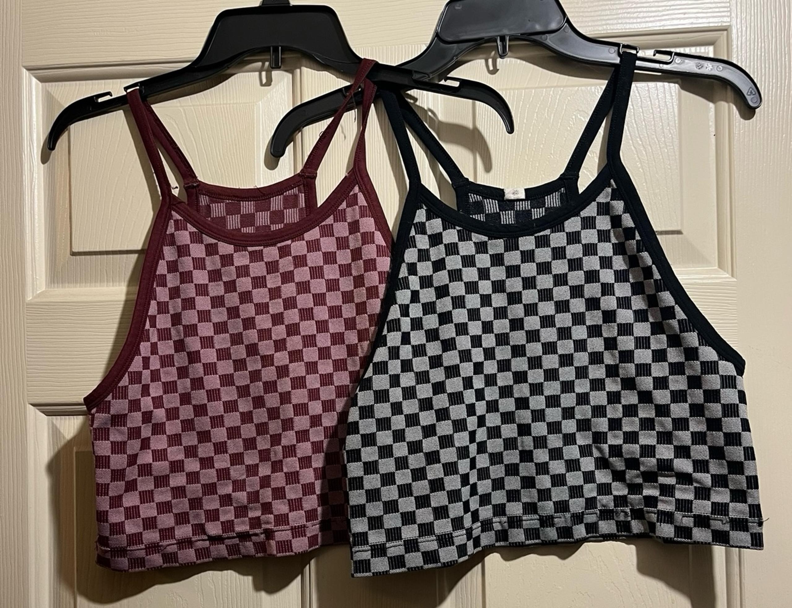 Two tanks women’s  red and black&grey both size Large