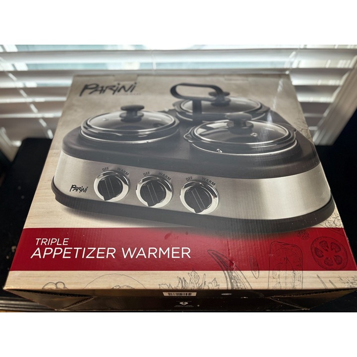 Parini Triple Appetizer Warmer 3-Quart Round Pots Stainless Steel