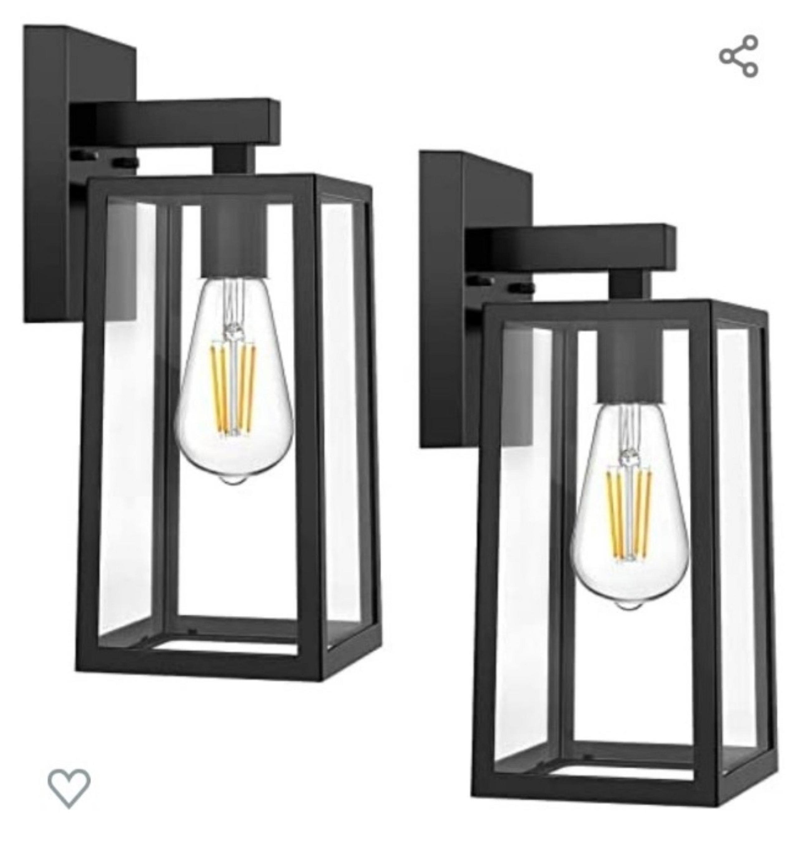 New Outdoor clear glass wall sconce 2 pack