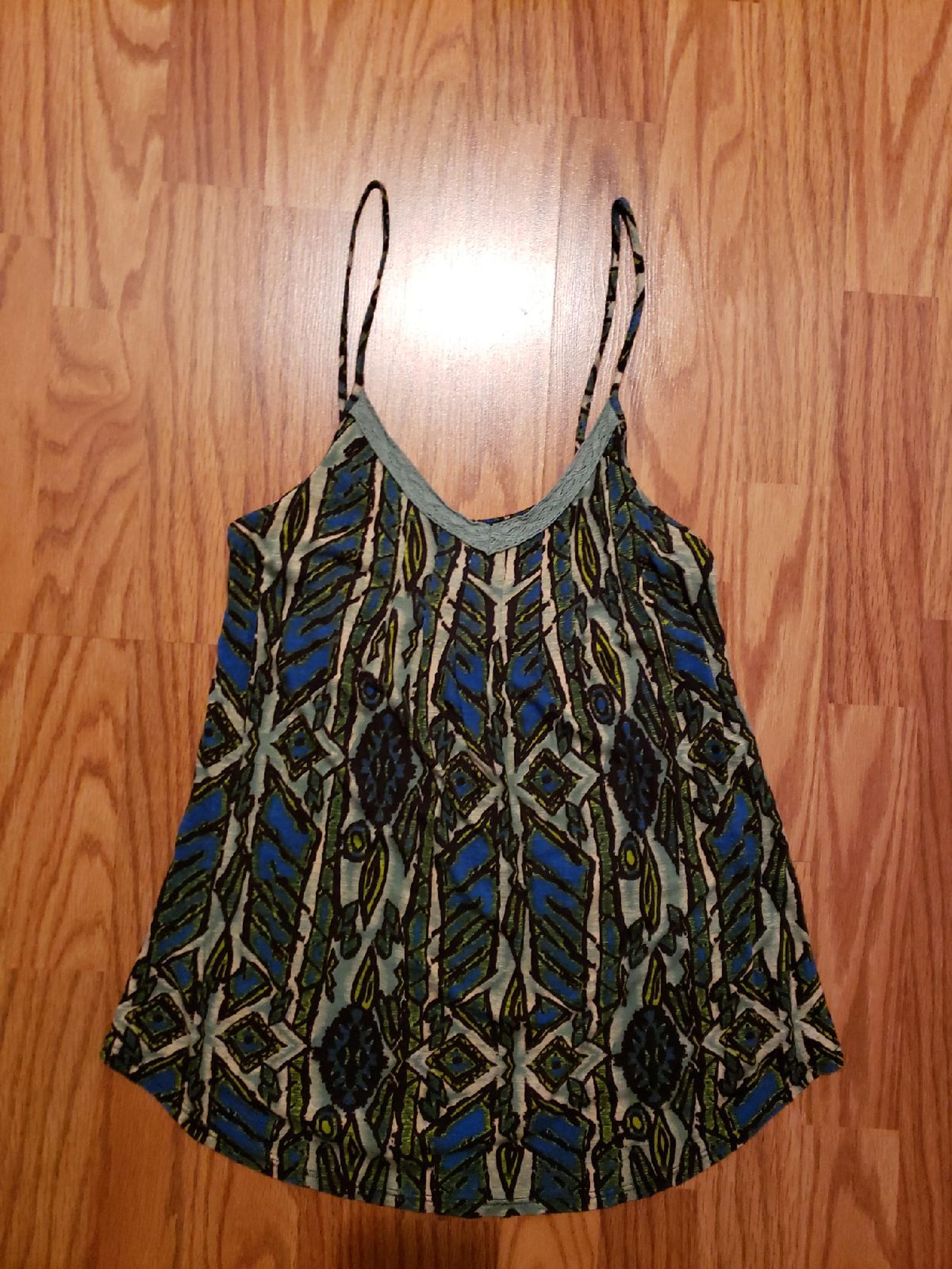 H.I.P. Blue Green Black Patterned Tank T