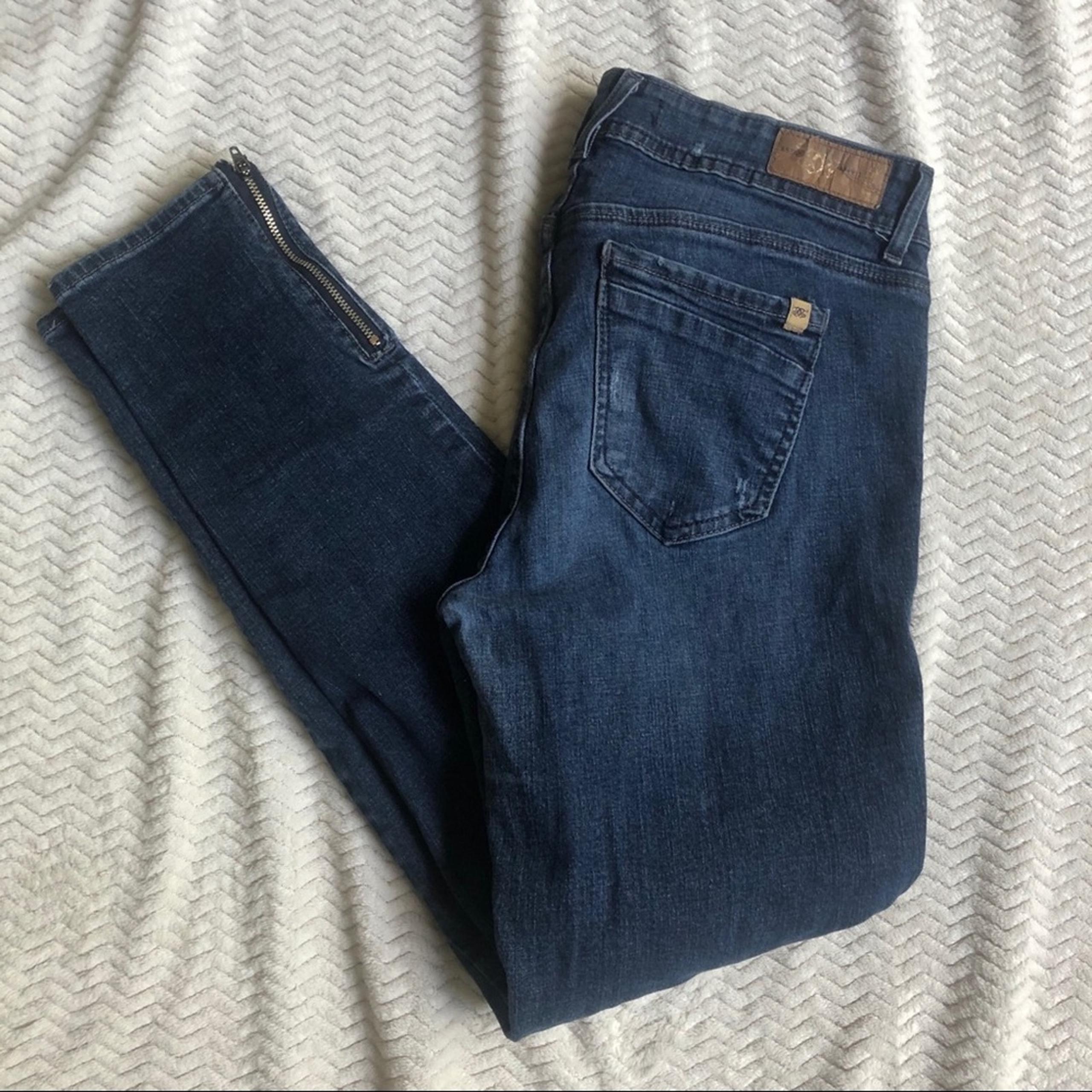 Devine Rights Of Denim Blue Skinny Jeans Zip Ankle Womens 30 Blue Stretch Fall