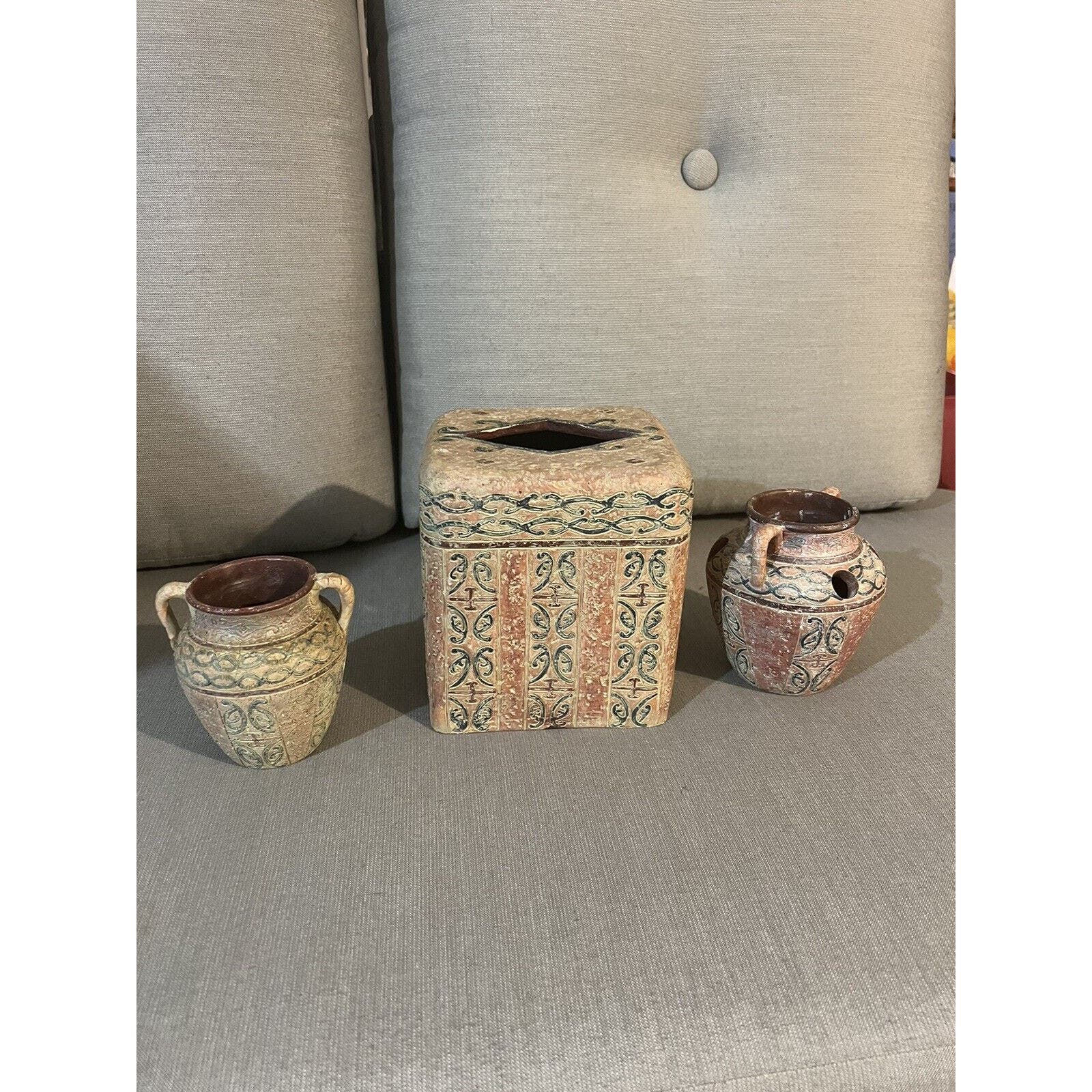 Bed Bath & Beyond Moroccan Style Pottery 3 Piece Bathroom Accessory Set