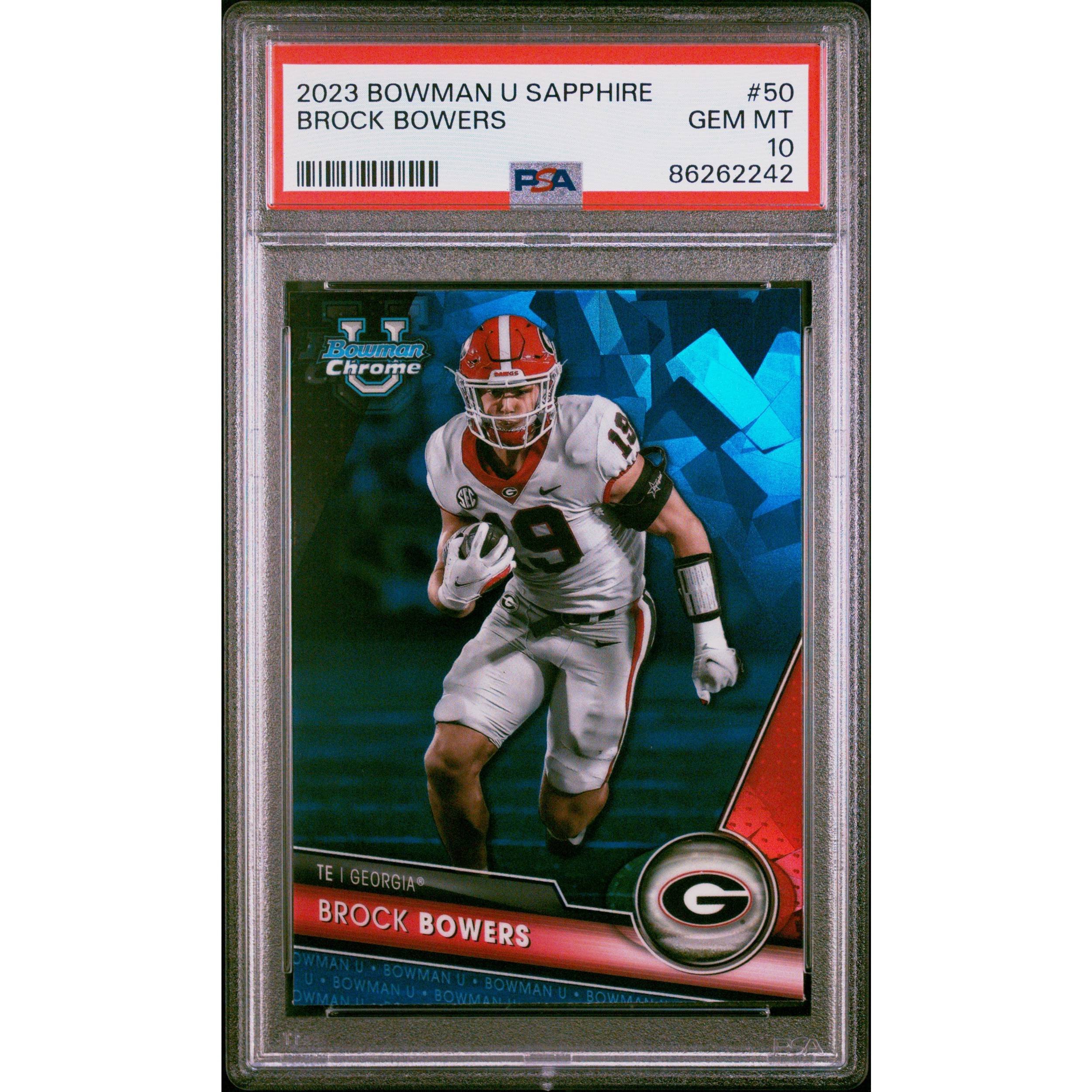 Graded 2023 Bowman U Sapphire Brock Bowers #50 Rookie Card PSA 10
