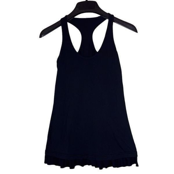 Lululemon Athletica Black Racerback Tank with Ruffle on Bottom Size Small Active