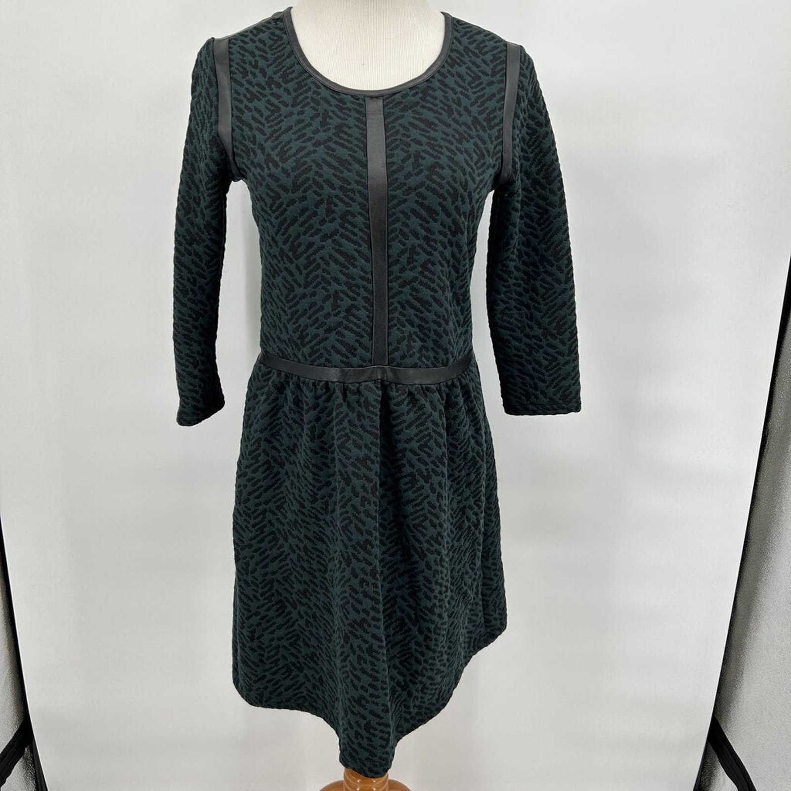 Maison Scotch Paris Nights Green and Black Textured Knit Dress Women's Size 1