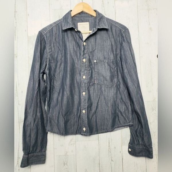Prospective Flow RARE Women's Chambray Button Up Down Top Sz Sm