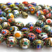 Vintage Millefiori Venetian Moretti Murano Beaded Glass Red Knotted Necklace 25
