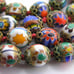 Vintage Millefiori Venetian Moretti Murano Beaded Glass Red Knotted Necklace 25