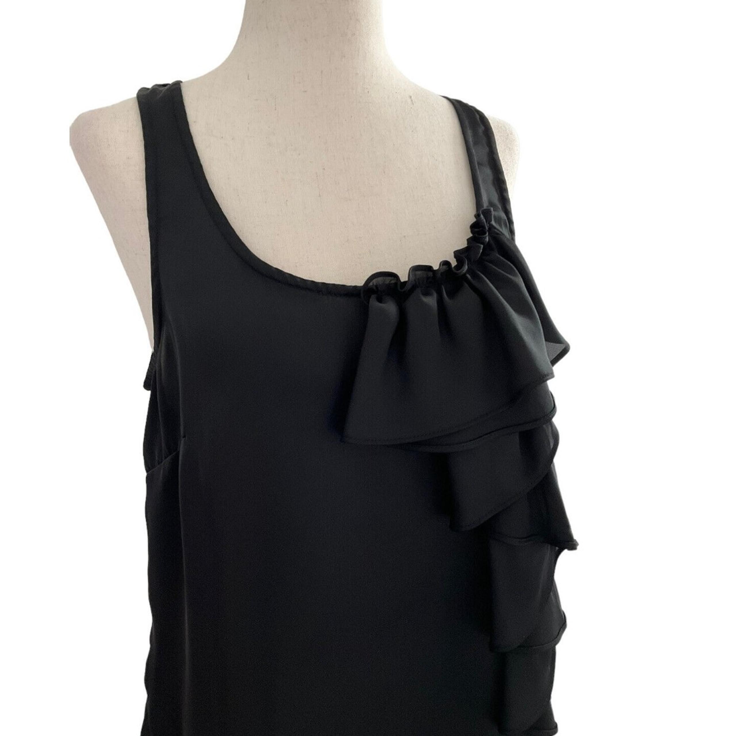 Nine West Suit Women Size 8 Satin Ruffle Black Tank Top Inner Suit #13-57