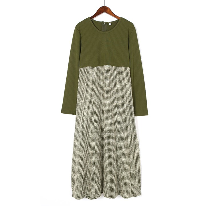 Women's round neck long elegant loose dress