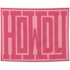 Howdy Tapestry, Hot Pink Preppy Trendy Western Aesthetic Wall Hang Room Decor