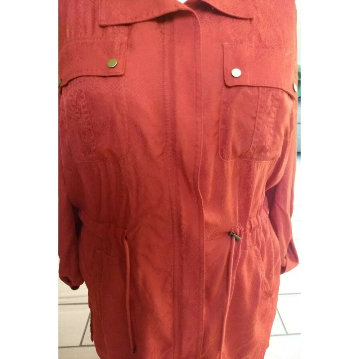 CHICO'S TRAVELERS Women's Slinky Travel Knit Zip Jacket Pocket Burnt Sienna Sz 2