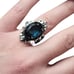 Sterling Silver Filigree Size 9 Simulated Sapphire Ring