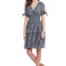 FRYE Natalie Blue Magdalena V-Neck Floral Smocked Dress Boho Size L