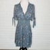 FRYE Natalie Blue Magdalena V-Neck Floral Smocked Dress Boho Size L