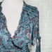 FRYE Natalie Blue Magdalena V-Neck Floral Smocked Dress Boho Size L