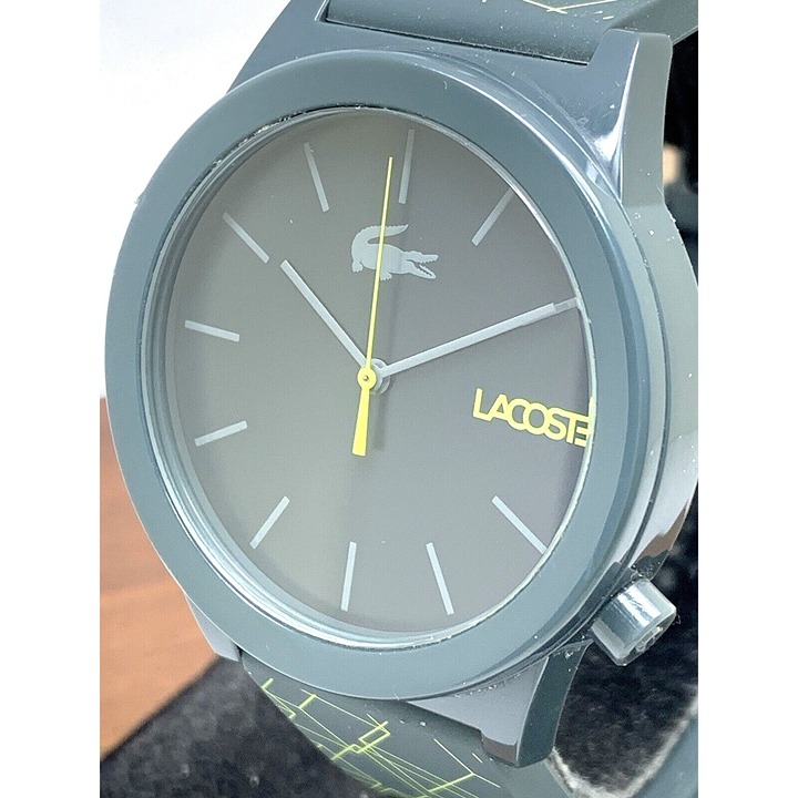 Lacoste Men's Watch 2010958 Quartz Yellow Gray Dial Rubber Band 42mm
