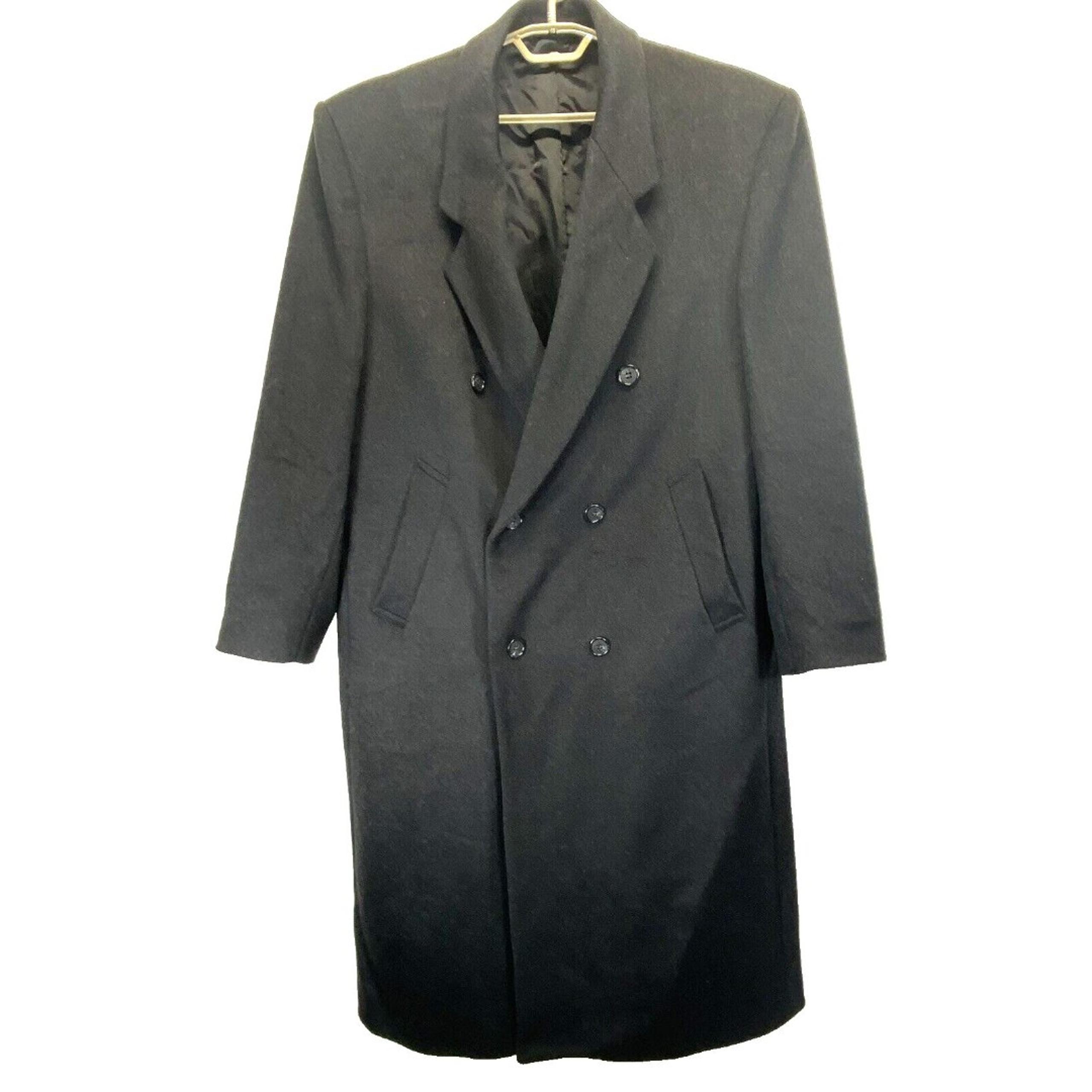 Alfani Men Fully Lined Overcoat Sz 42R Wool/Cashmere Charcoal Gray DBL Breasted