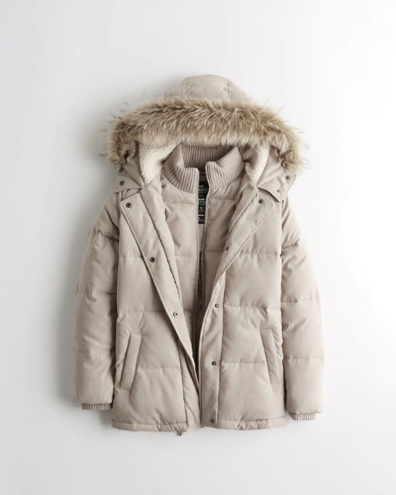 ANORAK MIDI-PUFFER PARKA - LIGHT BROWN - ALL SIZE