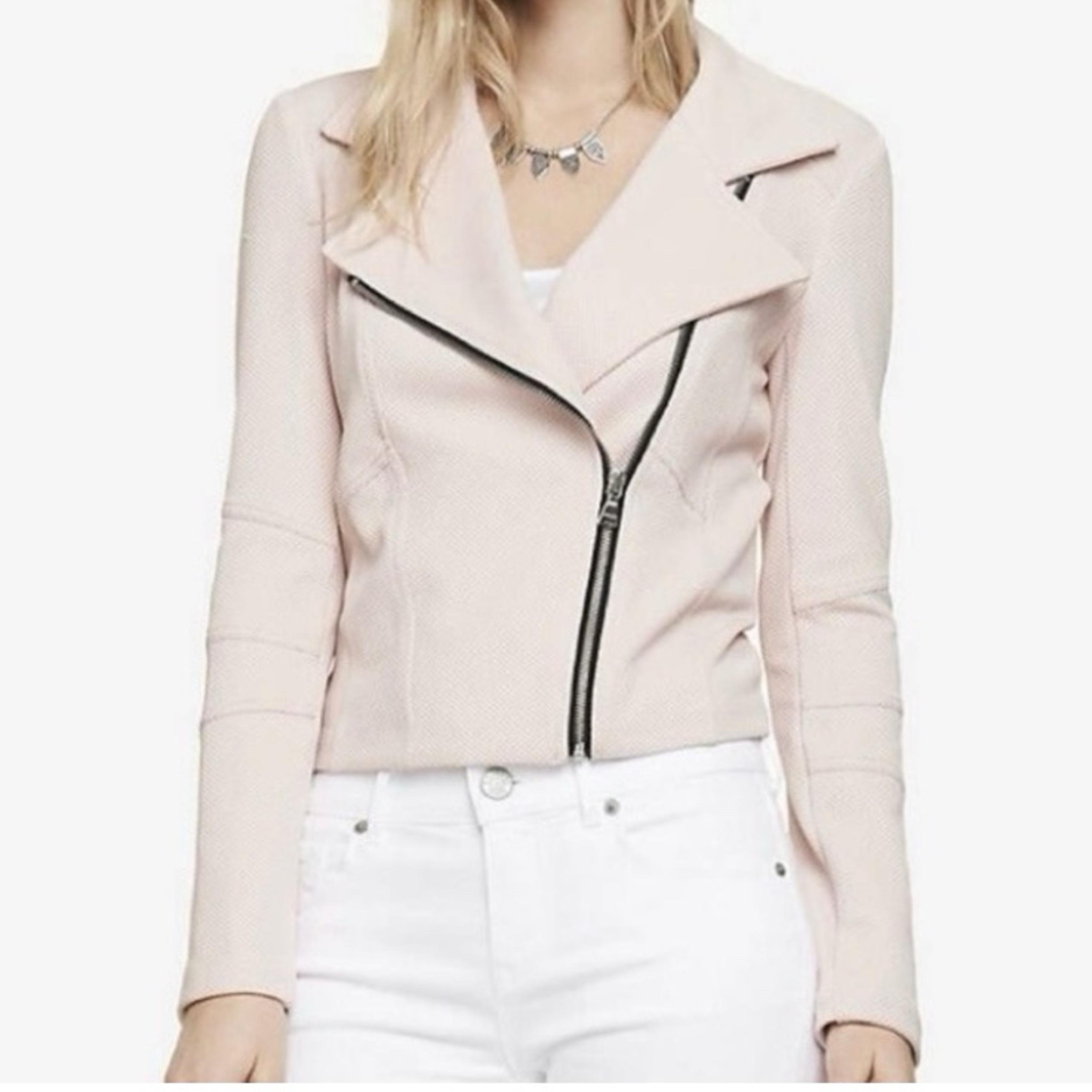 Black Rivet dusty pink moto asymmetric jacket with zipper front size medium