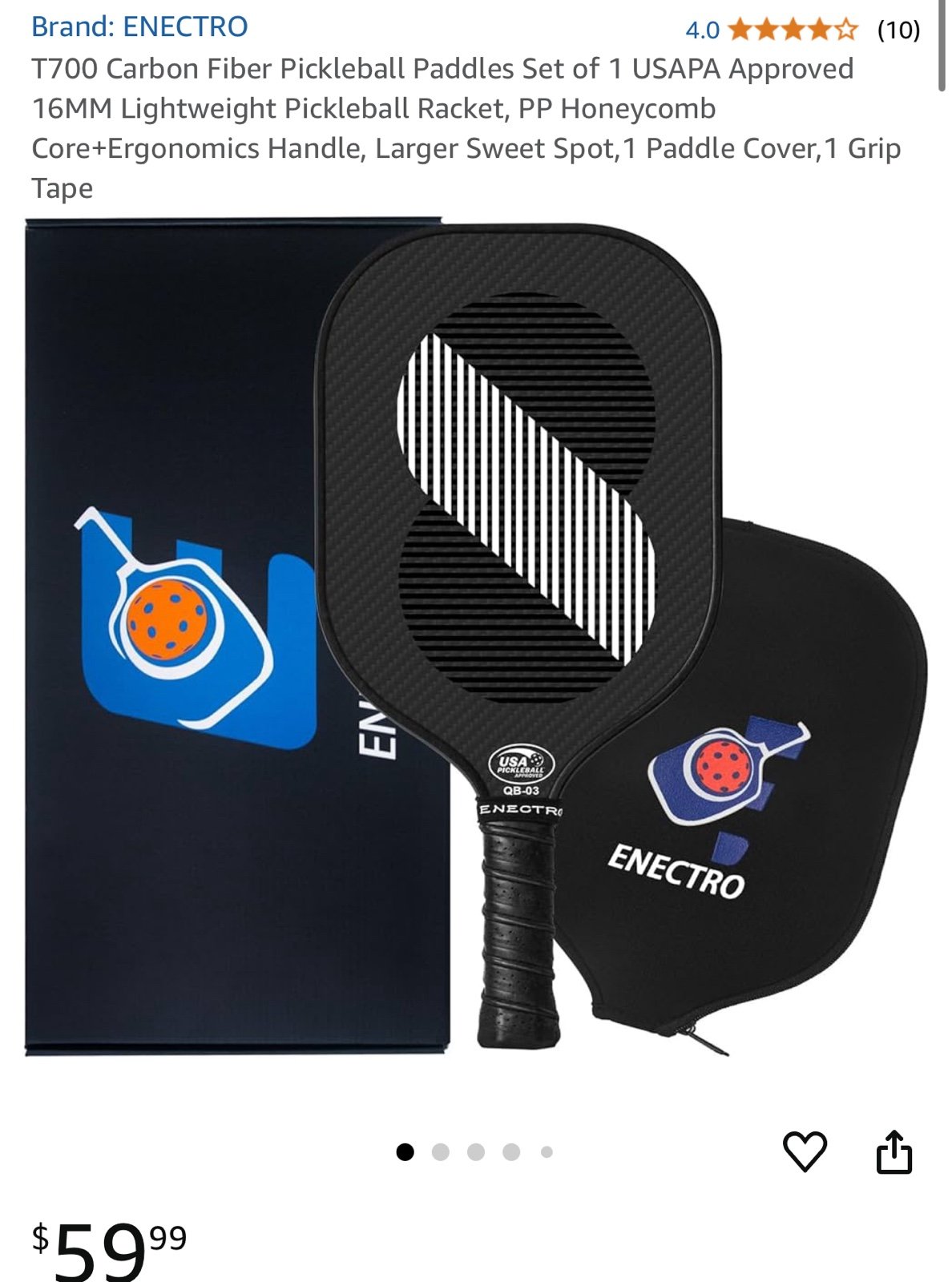T700 Carbon Fiber Pickleball Paddles Set of 1 USAPA Approved 16MM Lightweight Pi