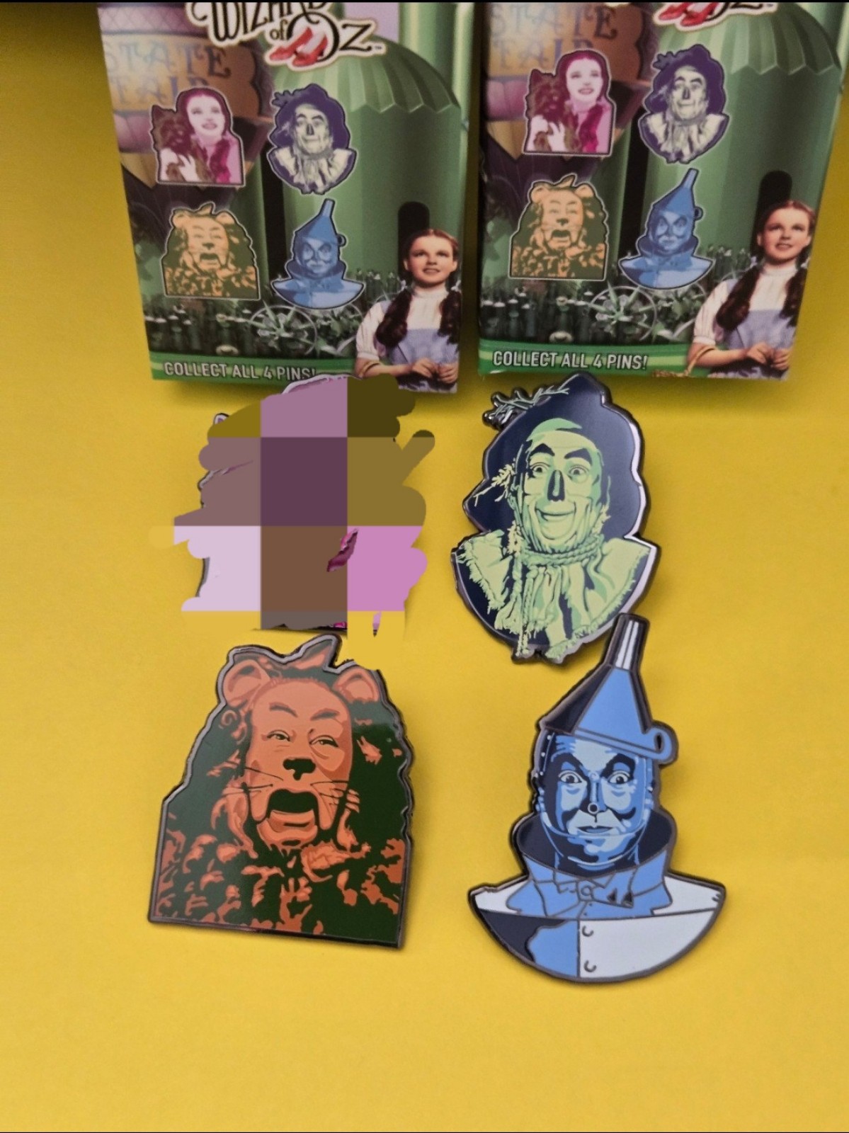 Wizard of Oz Scarecrow Tin Man & Cowardly Lion Enamel Metal Pin Combo Set