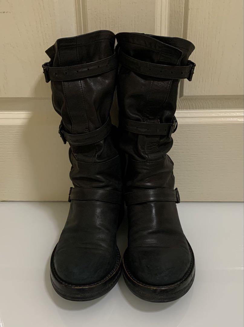 Ann Demeulemeester black pirate boots with curved heel (40