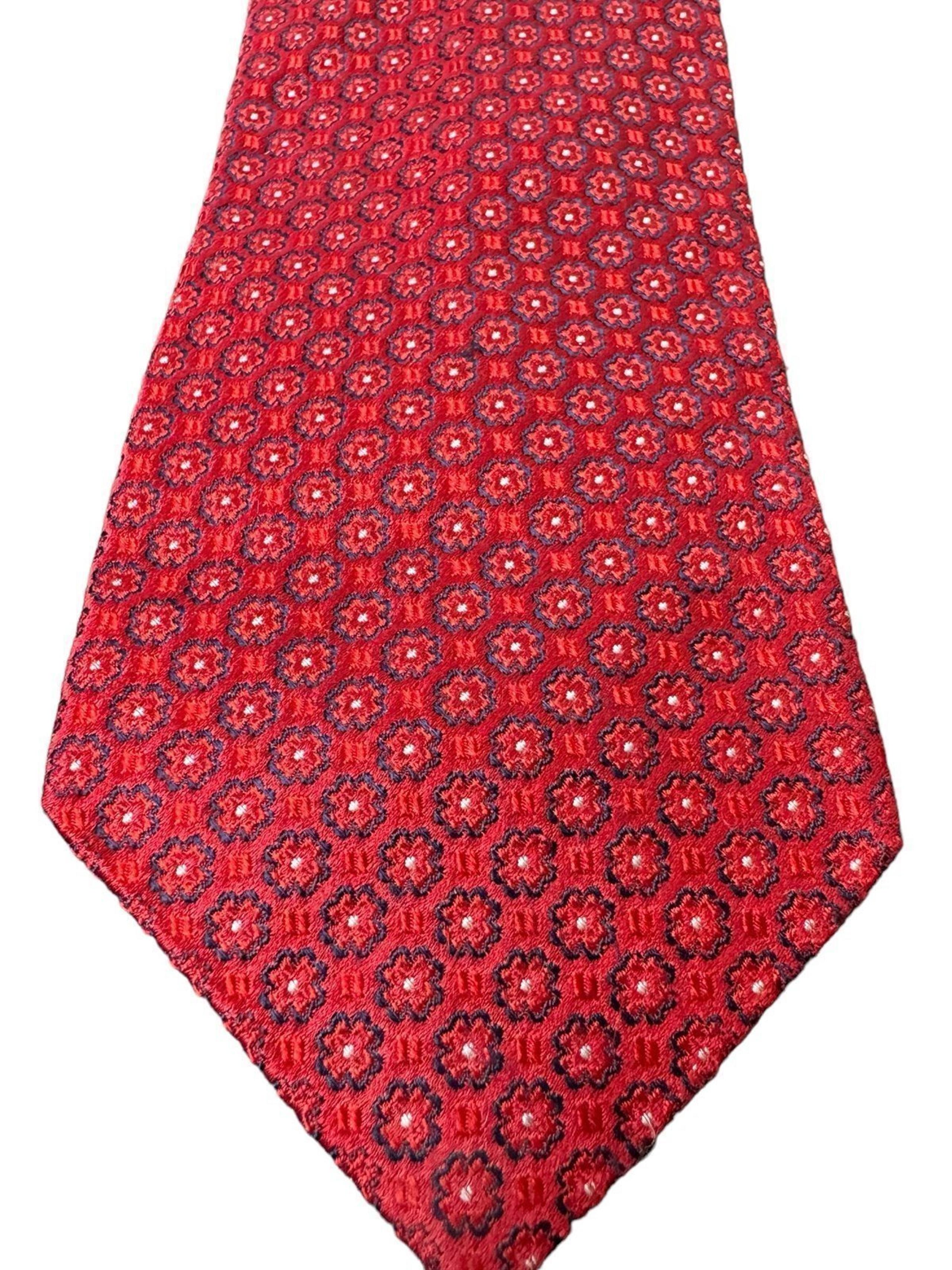 Vintage Hart Schaffner Marx Red/Blue 100% Silk Made in USA Necktie 3.5”w x 62”L