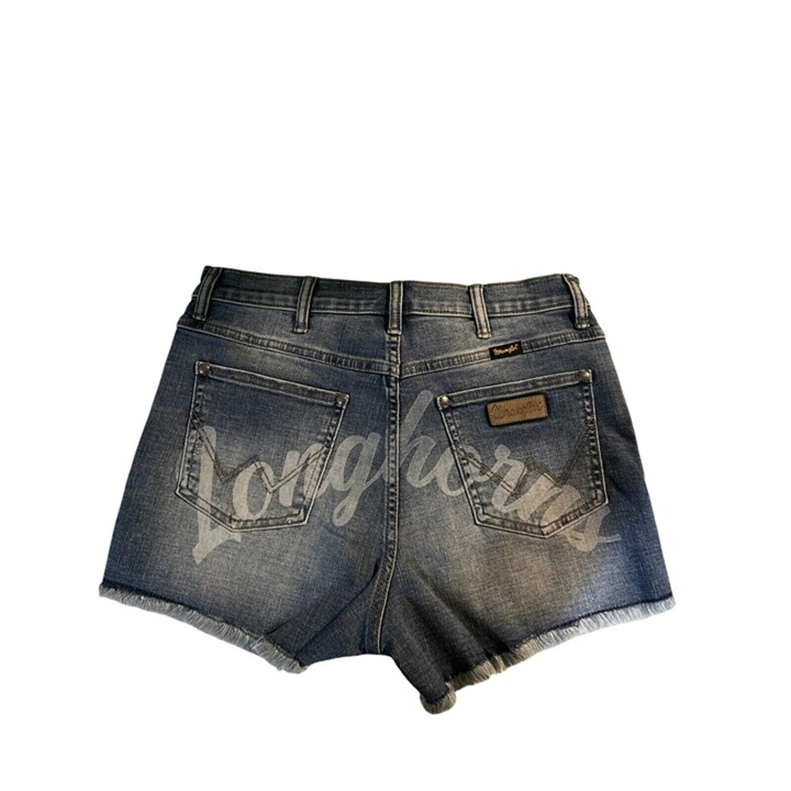 NEW Texas Longhorns Wrangler Denim Blue Jean Cutoff Distressed Shorts Women's 7