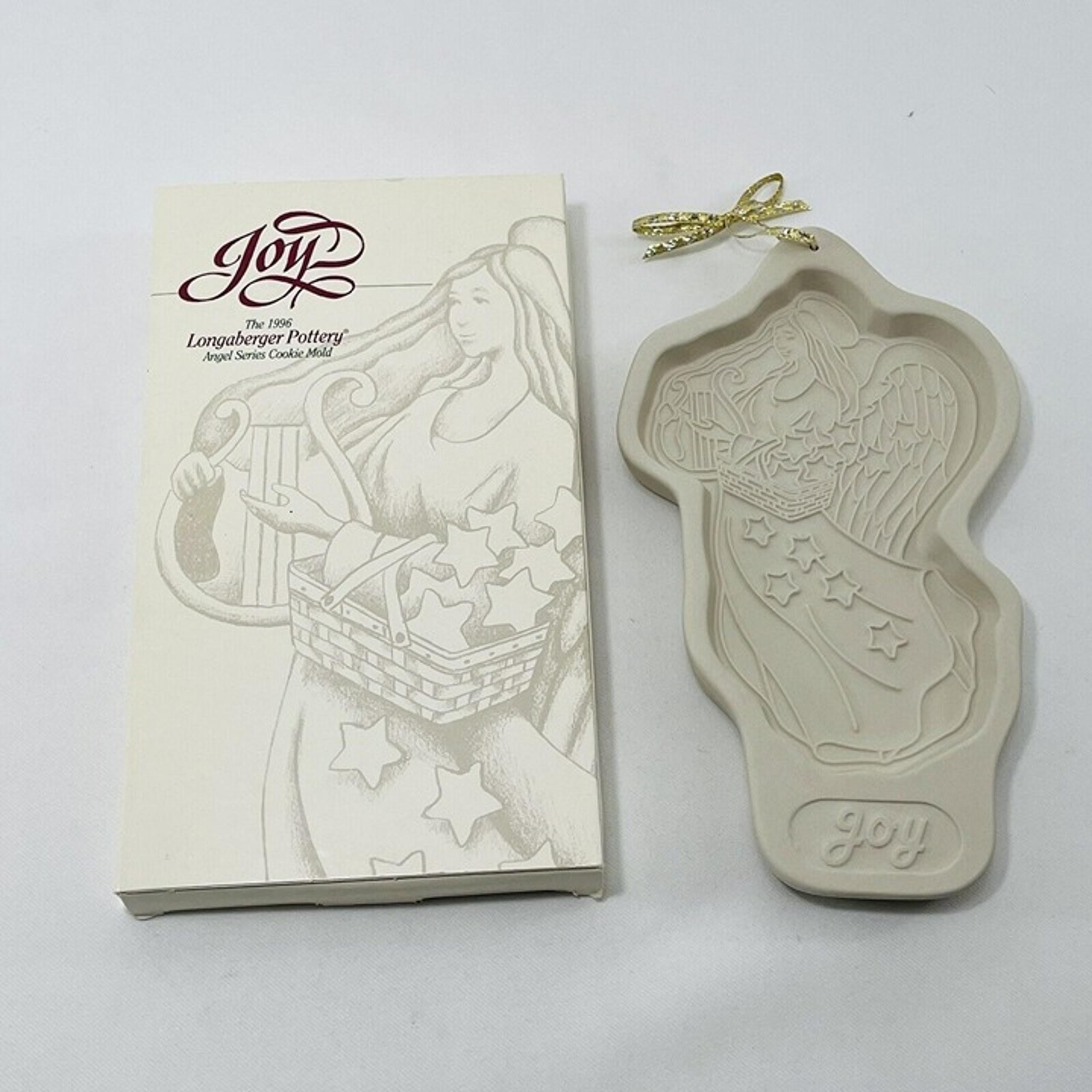 Vintage Longaberger Pottery Cookie Mold Angel Joy Christmas Bakeware Bakery 1996