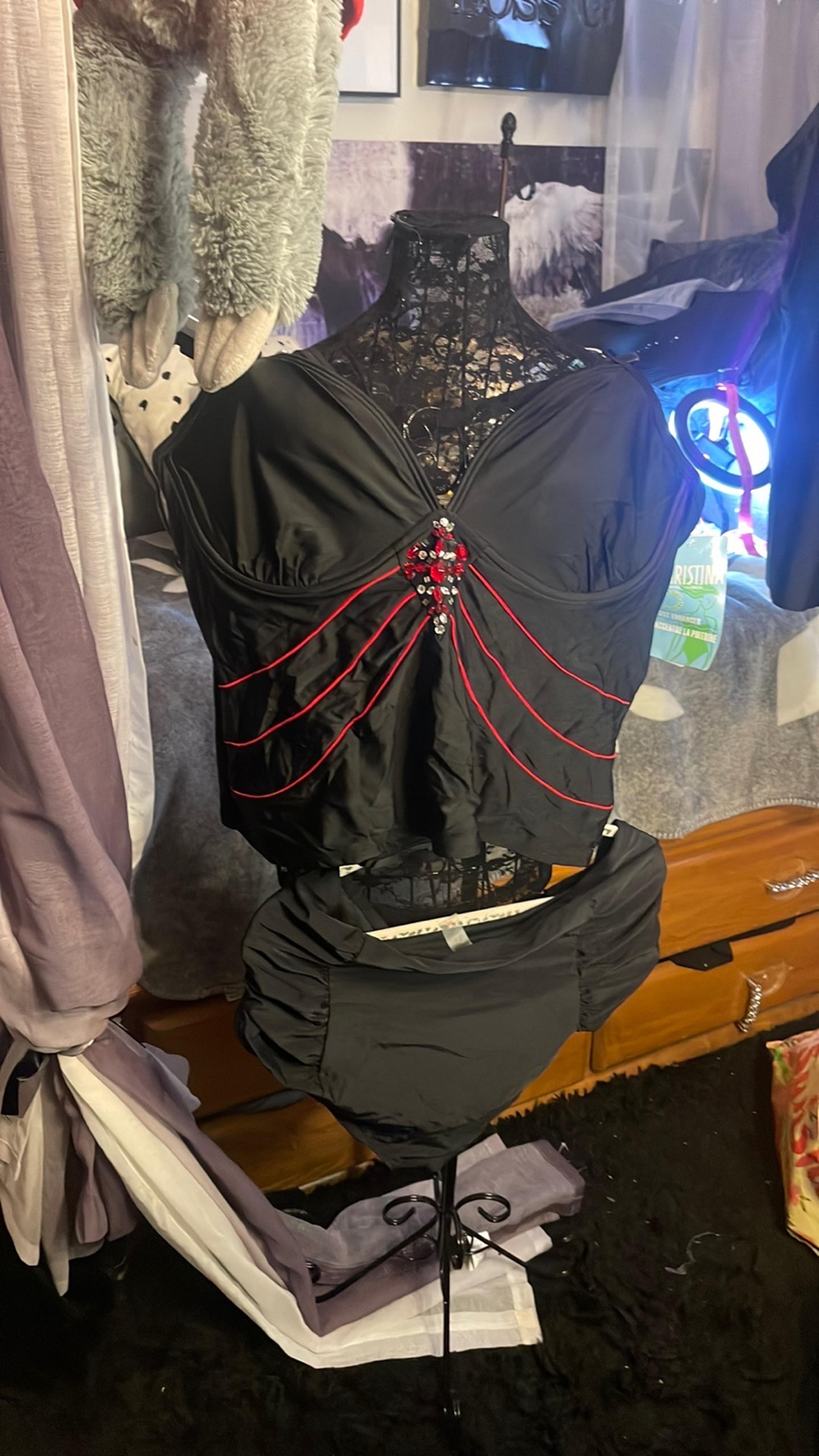 Womens plus size 2xl/3xl tankini swimsuit /bathing suit 3 piece black nwt/nwot