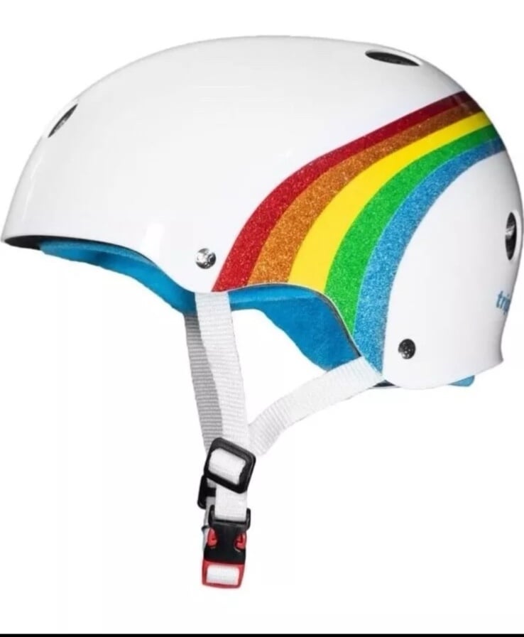 Triple Eight Sweatsaver Multi Sport Helmet White Rainbow Sparkle S/M Skate Small