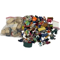 Preowned 8 lbs Mixed Mini Dollhouse Figures Dolls Accessories Furniture LOT