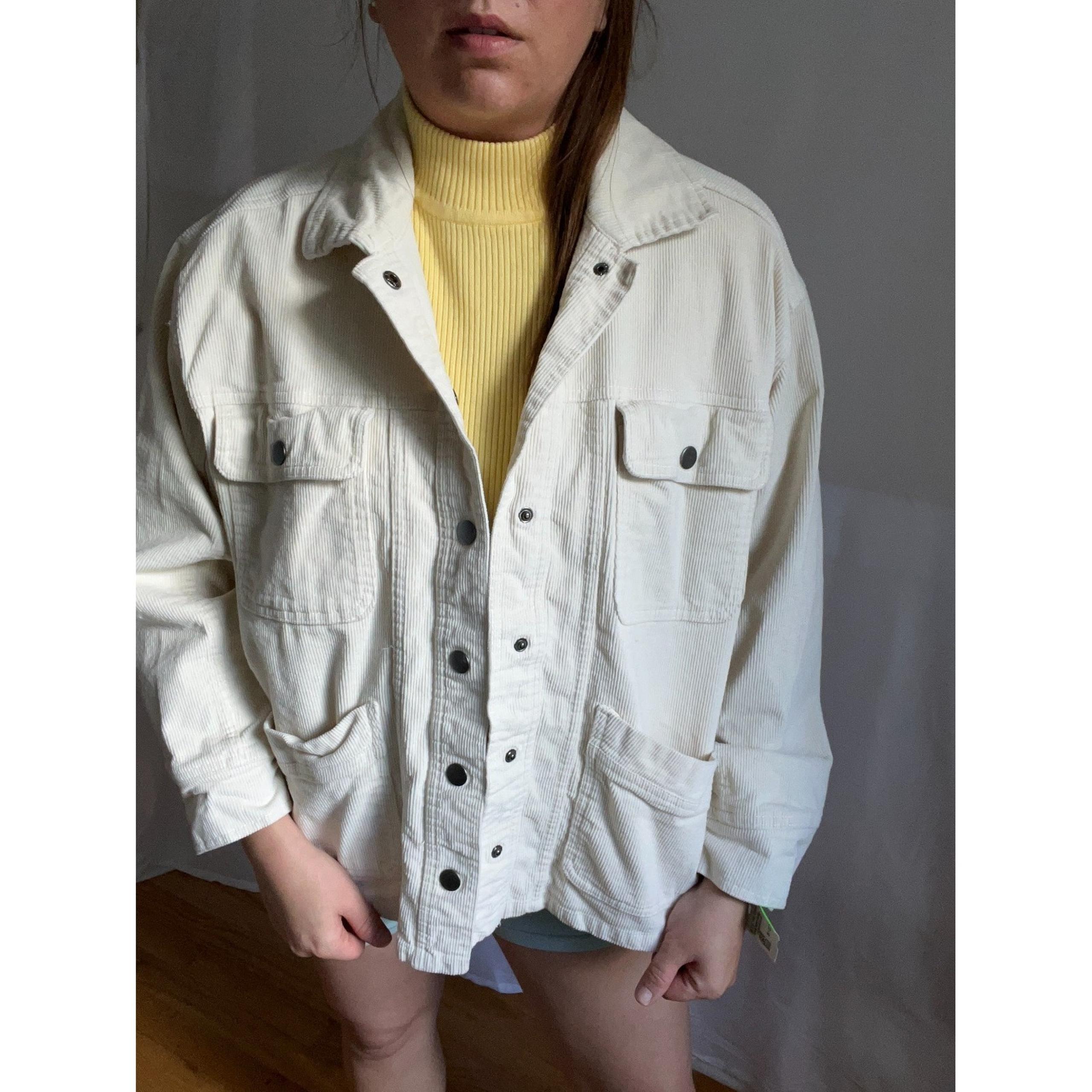 Velvet Heart jacket Womens large Oatmeal Corduroy Oversized Shacket Minimalist
