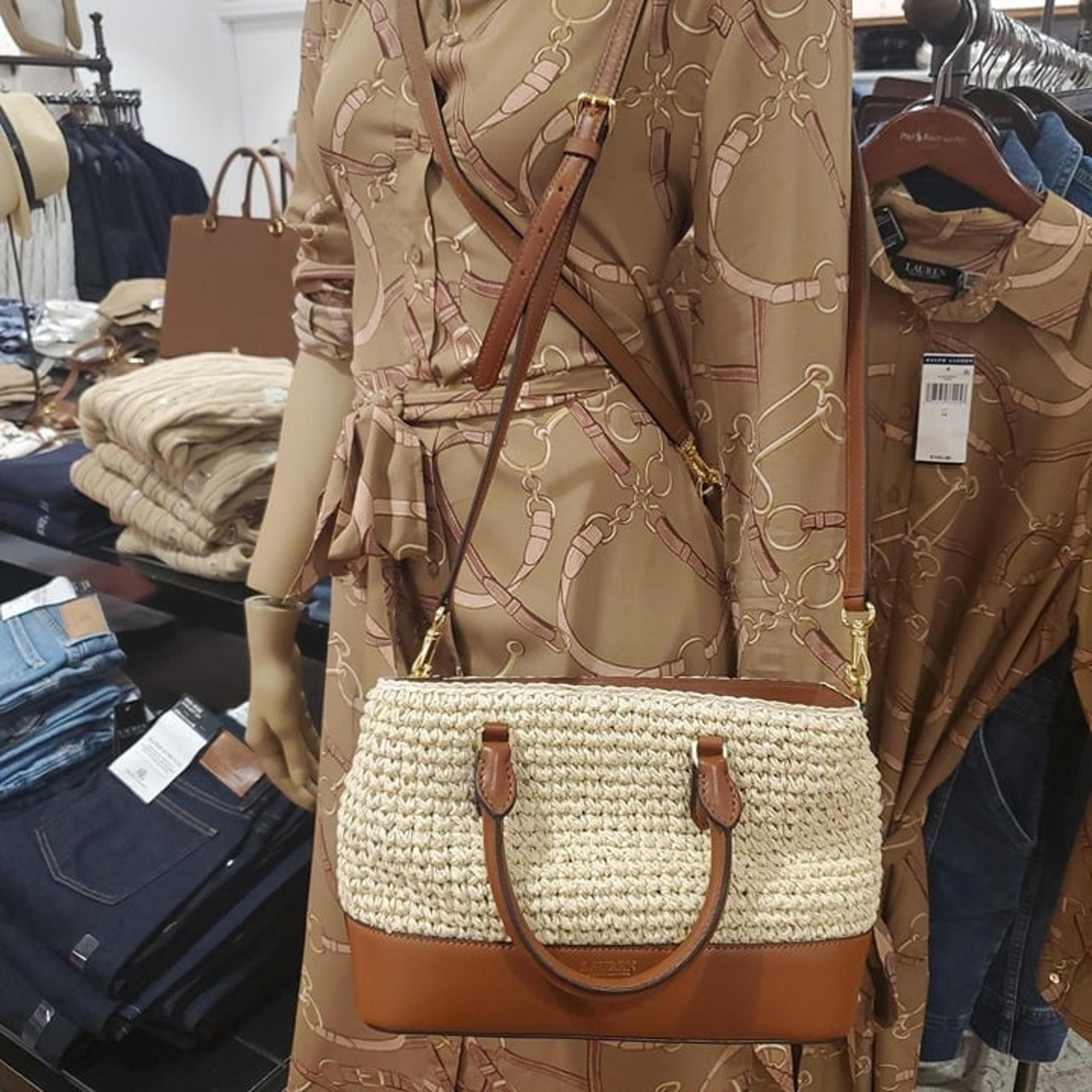 Lauren Ralph Lauren Straw Small Marcy Satchel