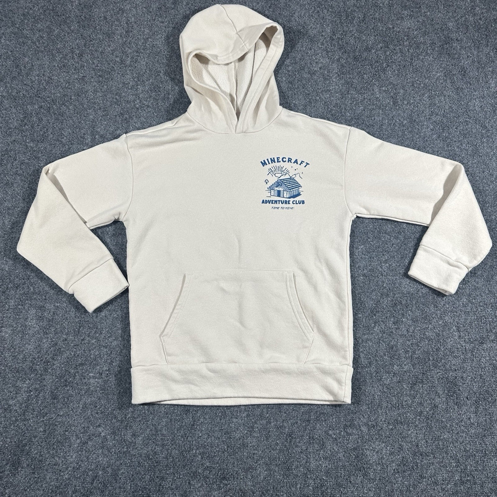 Old Navy Minecraft Logo Beige Hooded Sweatshirt From Size XL 14/16