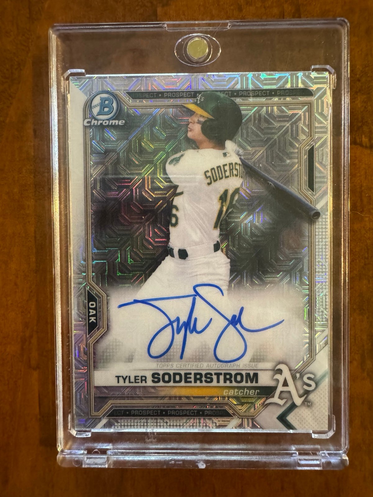 2021 Bowman Chrome Tyler Soderstrom Mojo Refractory Auto #BMA-TS - A's On Card