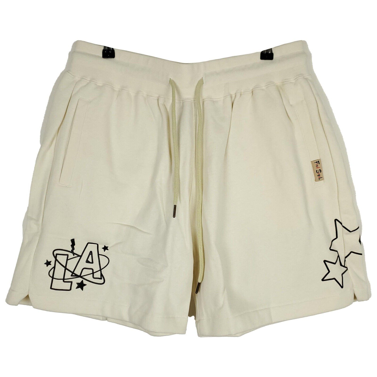 Fred Segal Mitchell & Ness XL XLarge Fleece Shorts Cream LA Stars Puff Art NWT