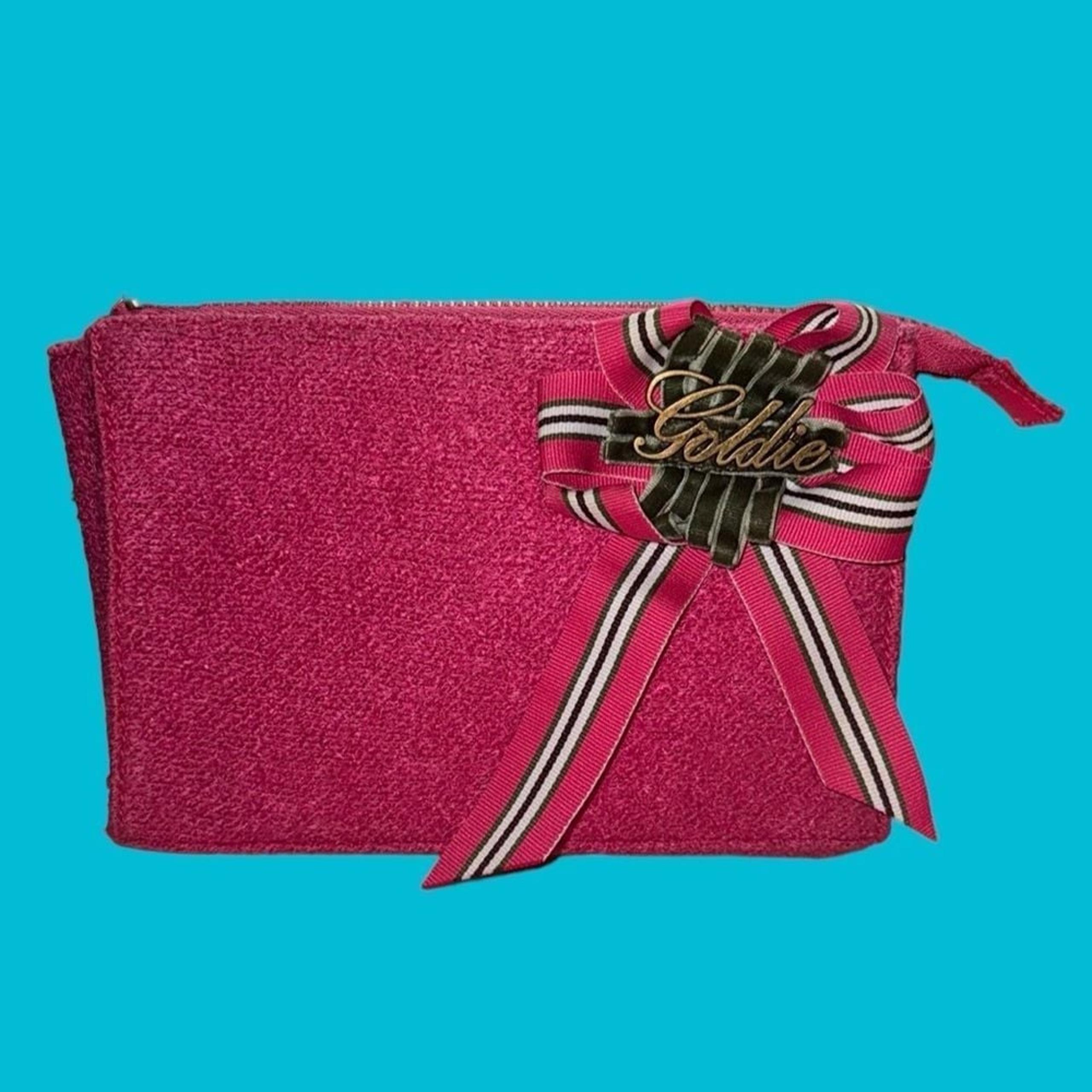 VINTAGE MAGENTA HOT PINK GOLDIE LIMITED EDITION MAKEUP BAG CLUTCH