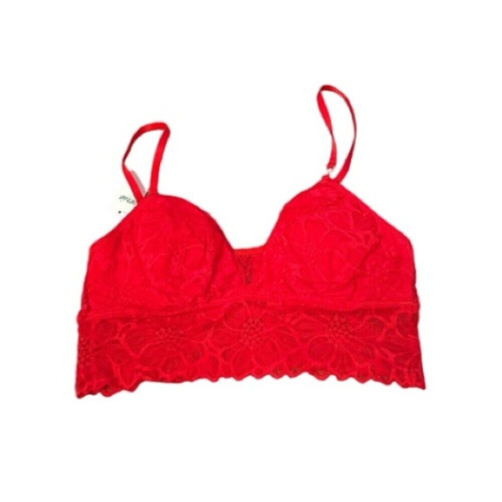 Aerie Red Lace Sleeveless Pullover Padded Bralette Sz M NEW