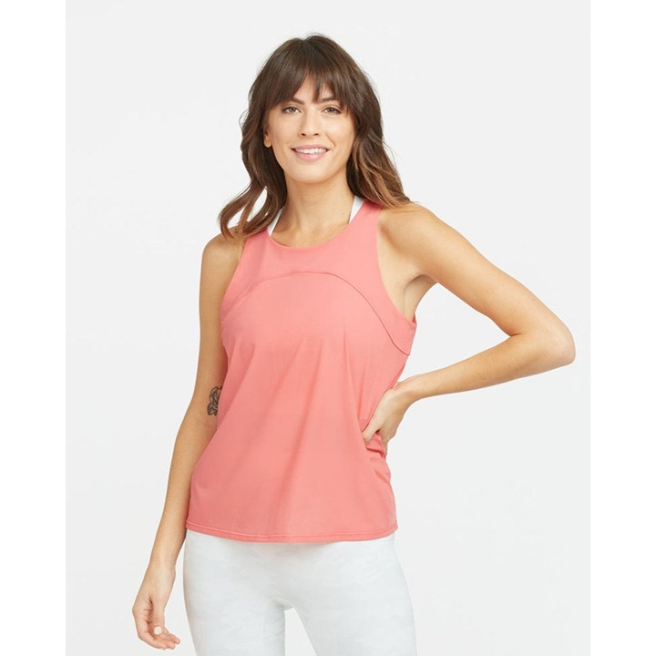 Spanx Womens Peach Lightweight Sleeveless Tie-Back Tank Top Size 1X