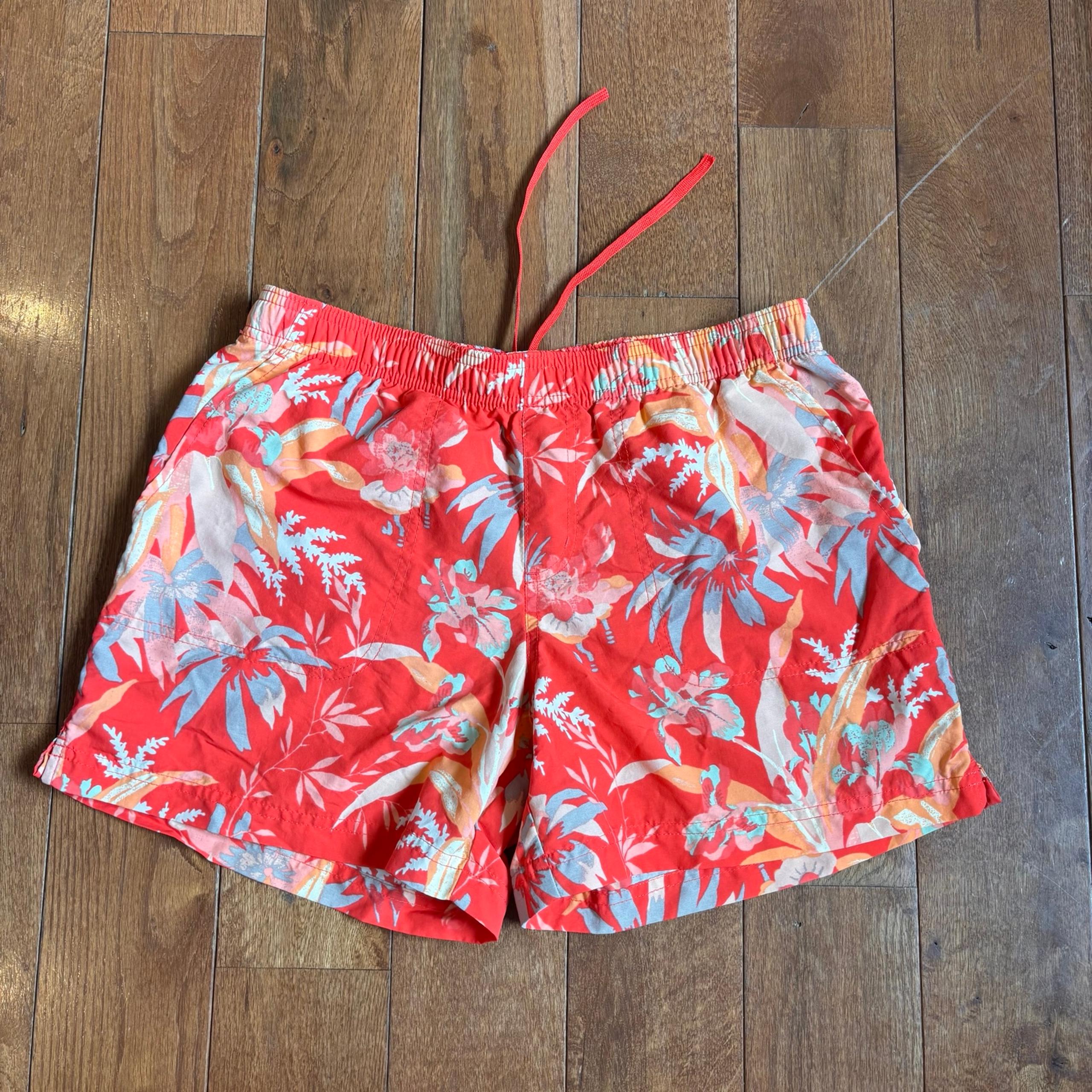 Womens Columbia Pull On Shorts Regular Fit Orange Blue Tropical sz M / 5" ins
