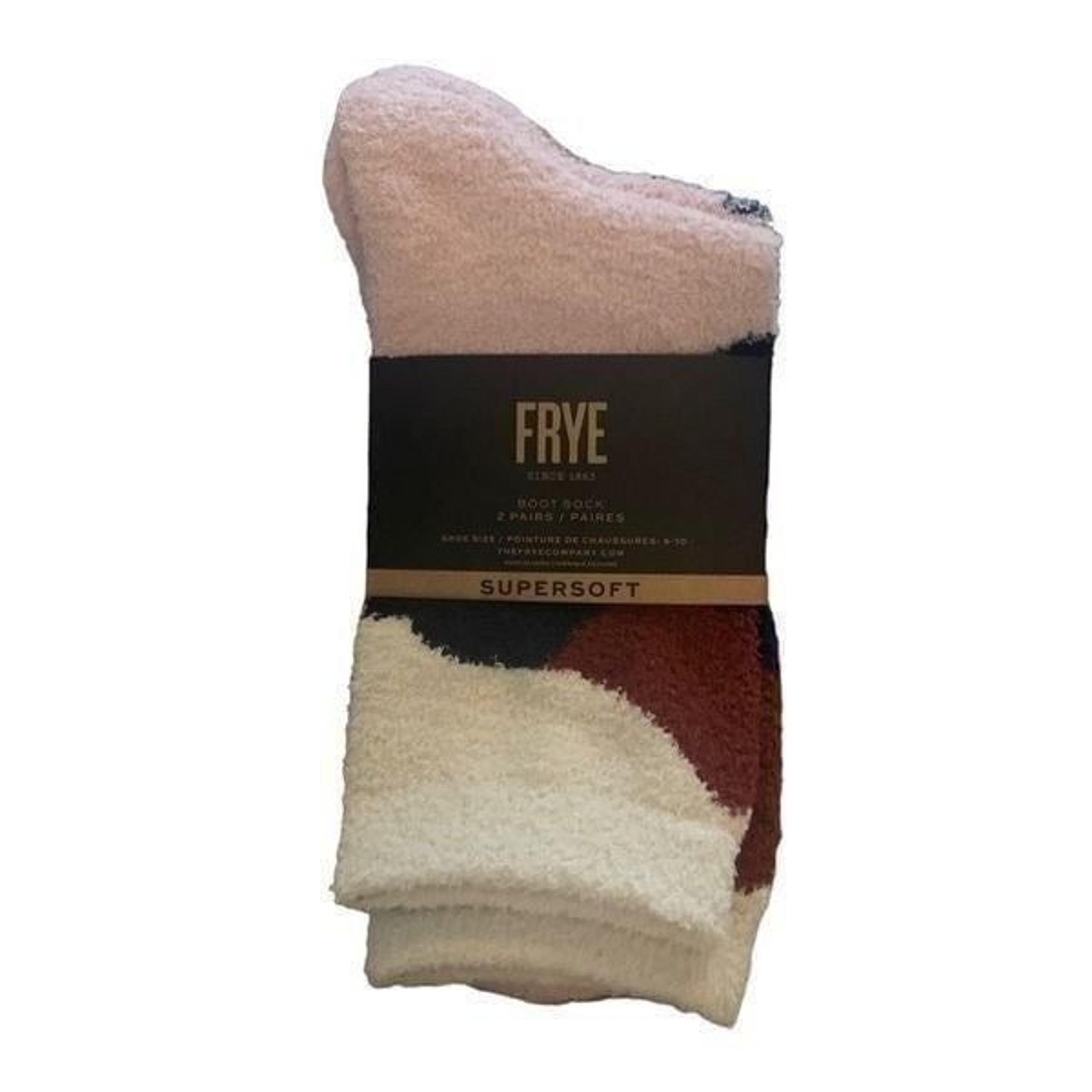 Frye Super Soft Women’s Fuzzy Pink Boots Socks 2 Pair New