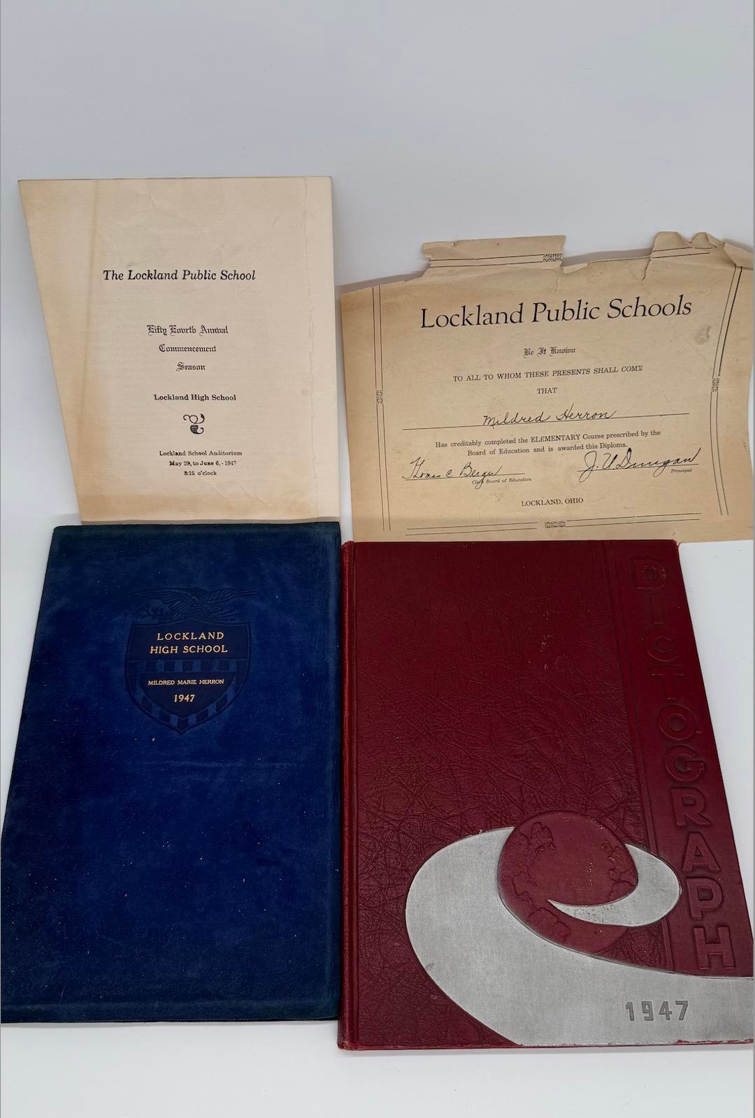 1947 Lockland High School Yearbook & Diploma Set OHIO