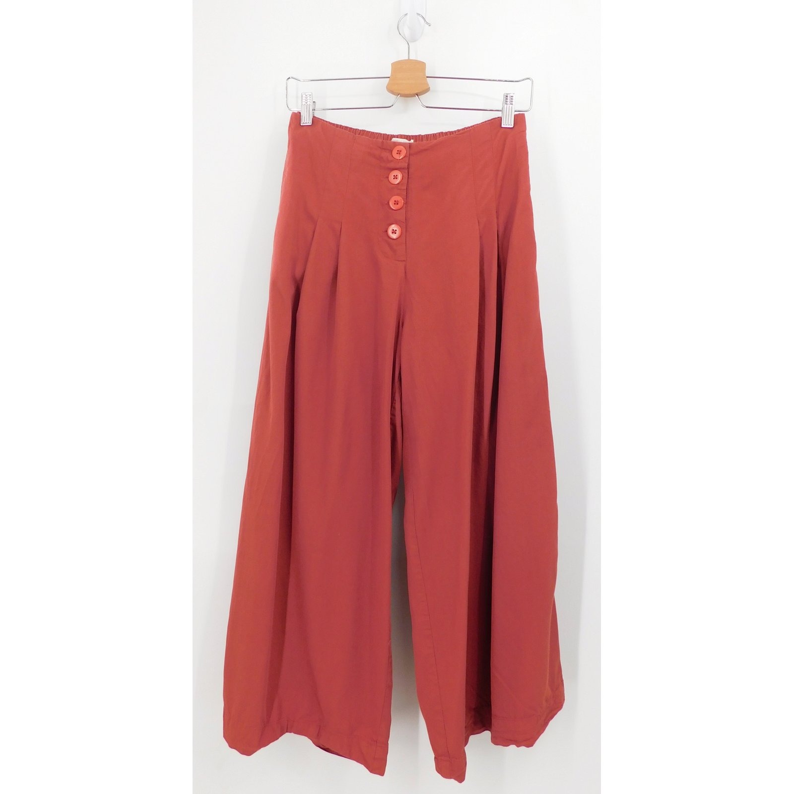 Bombay Paisley Women’s Pink Rust Button Front Flared Palazzo Size XS