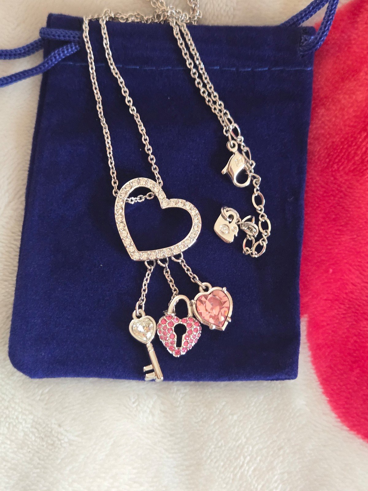 SWAROVSKI Pink Heart Charm Necklace