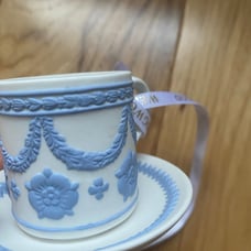 Wedgwood white with blue teacup ornament
